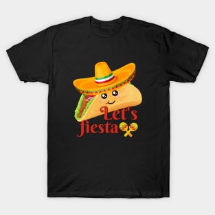 Funny Taco In A Sombrero Let’s Fiesta T-Shirt